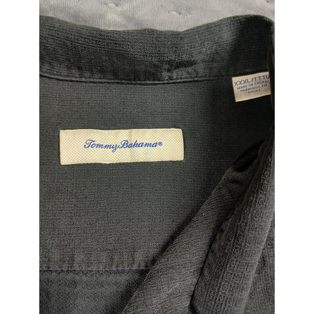 Tommy Bahama Mens XXXL Black 100% Silk Short Sleeve Camp Shirt - Picture 2 of 8